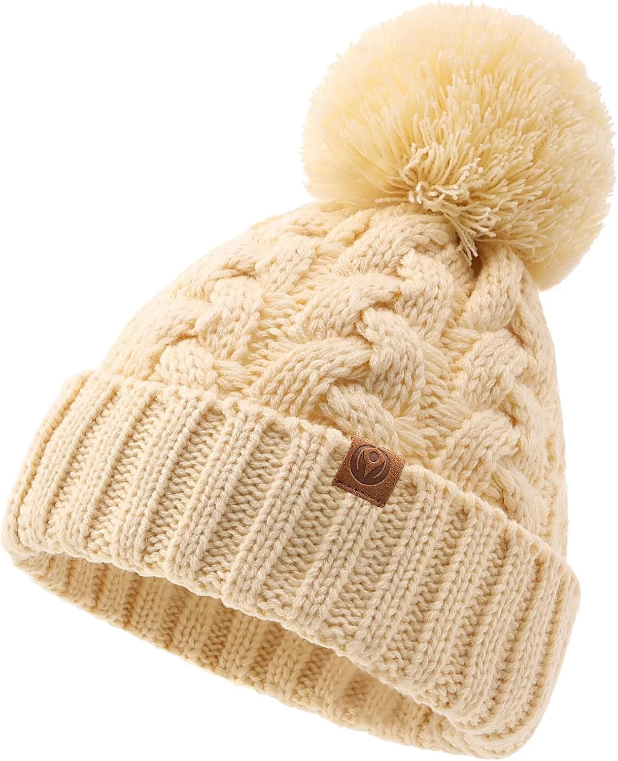 Toddler Winter Hat Toddler Pom Pom Beanie Kids Warm Lined Knit Hat Baby Winter Hats for Girls Boys 3M-8T