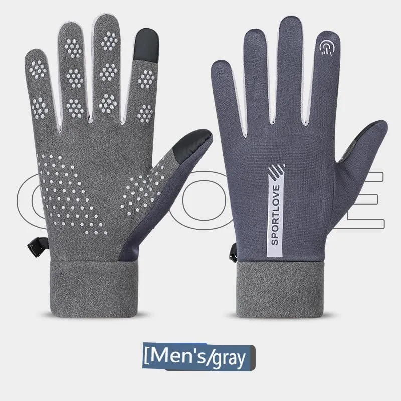 Winter Fleece Plus Fleece Thickened Touch Screen Windproof Gloves, Warm Cycling Gloves for Cold Weather, Driving, Biking, Running