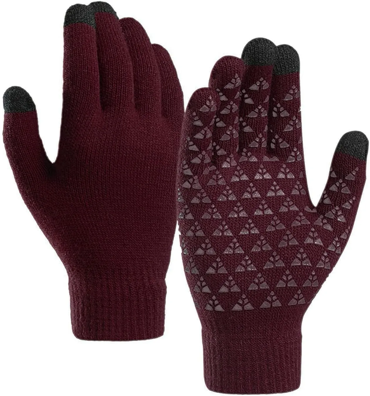 Winter Gloves Women,Thermal Knit Full Fingers Touch Screen Cotton Gloves for Cold Weather Hiking Kids Driving