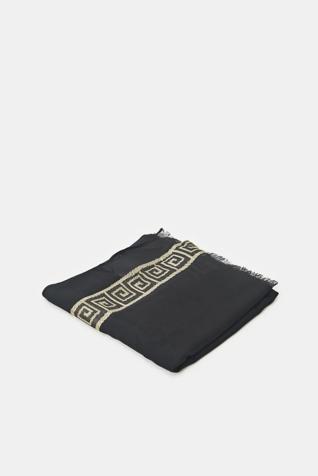 Women Black Jacquard Scarf