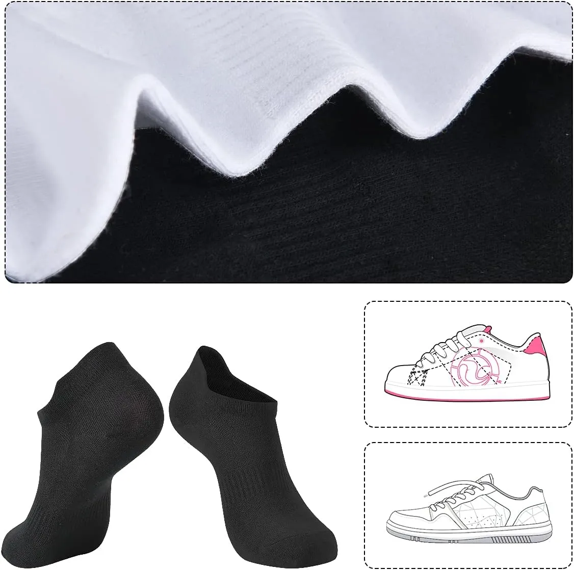 Women Running Athletic Ankle Socks,6 Pairs Sports Breathable No Show Socks Soft Low Cut Socks for US Size 6-10