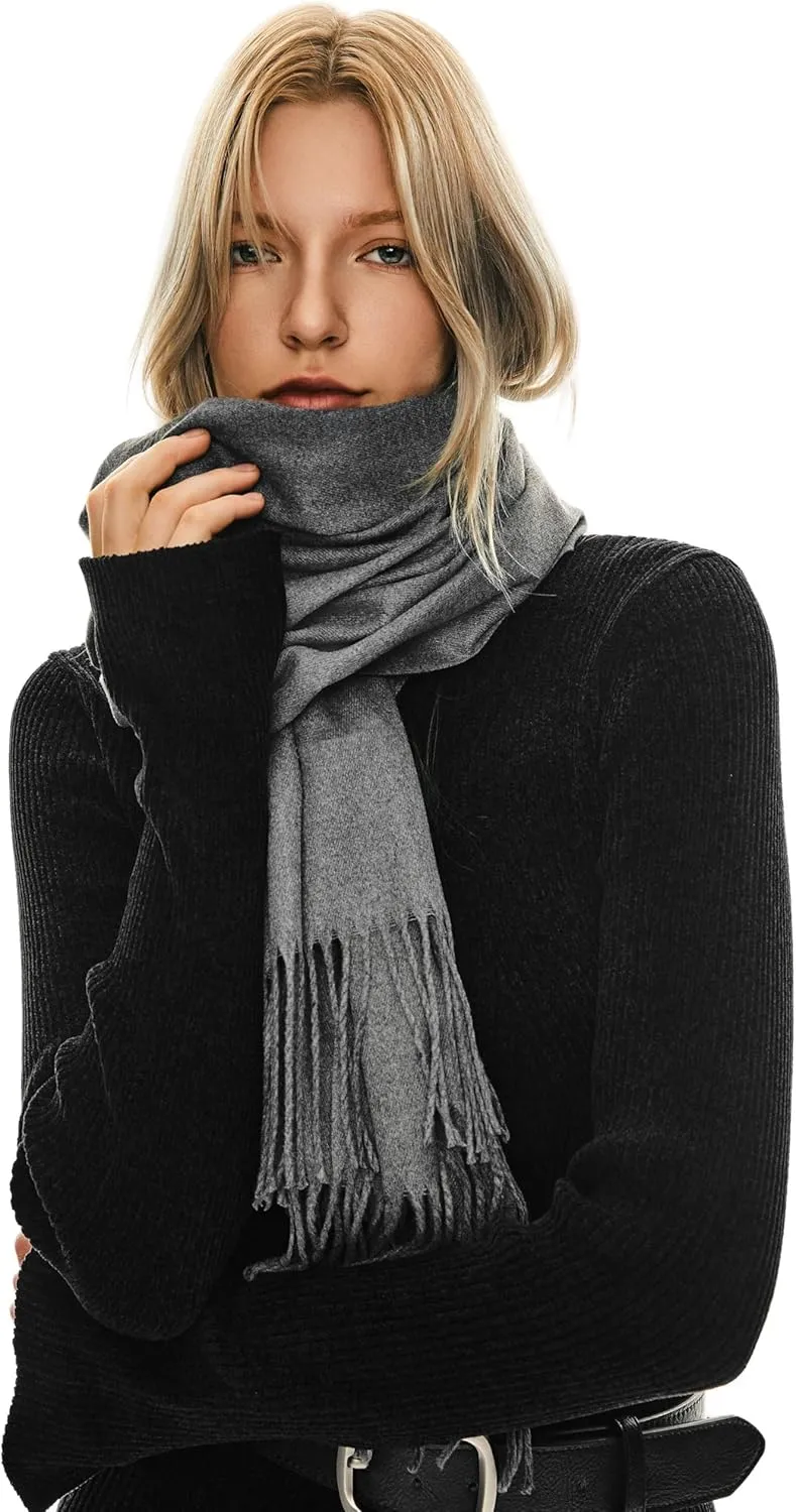 Women's Winter Warm Long Scarf Cashmere Feel Soft Shawls and Wraps Classic Solid Color Fall Blanket Scarves